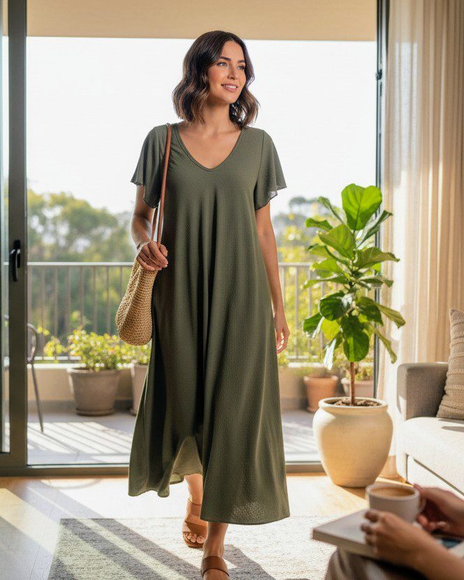 vestido fluido bianca com toque leve e confortável.
